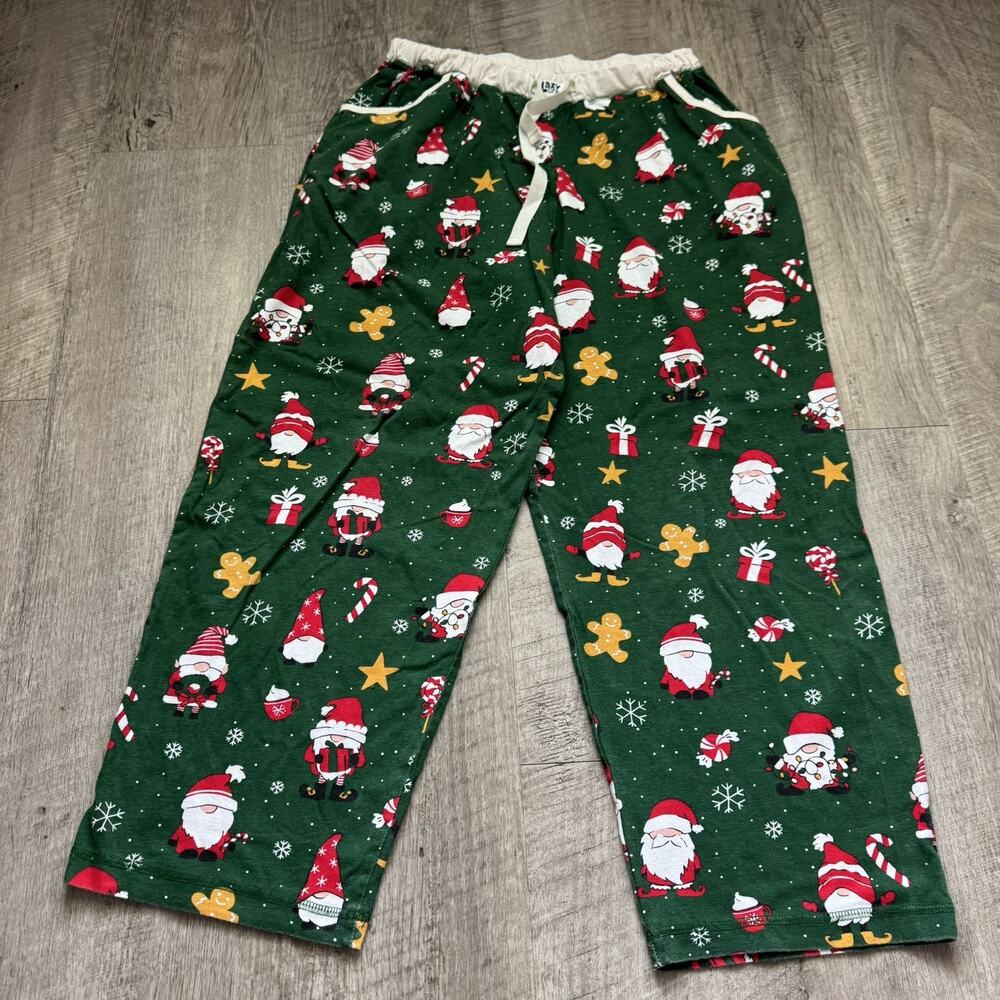 Lazy One S Santa Gnome Pajama Set Red Holiday Christmas Cotton PJ Pants Lounge